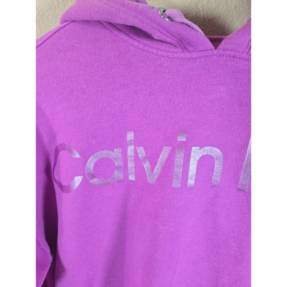 Calvin Klein Jeans Purple Logo Hoodie Crop Top Womens Size XS - Picture 2 of 6
